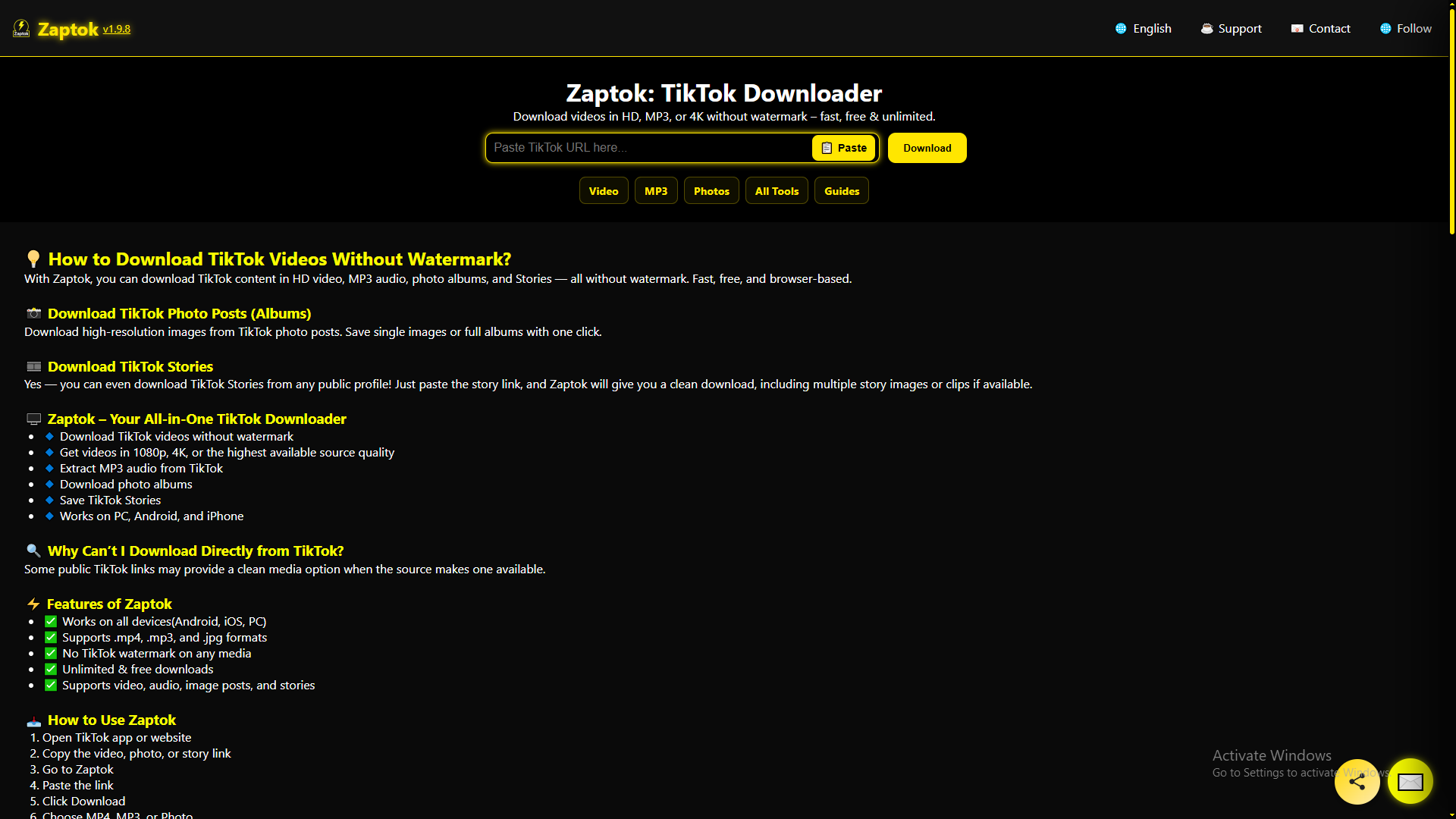 Zaptok browser-based TikTok media platform